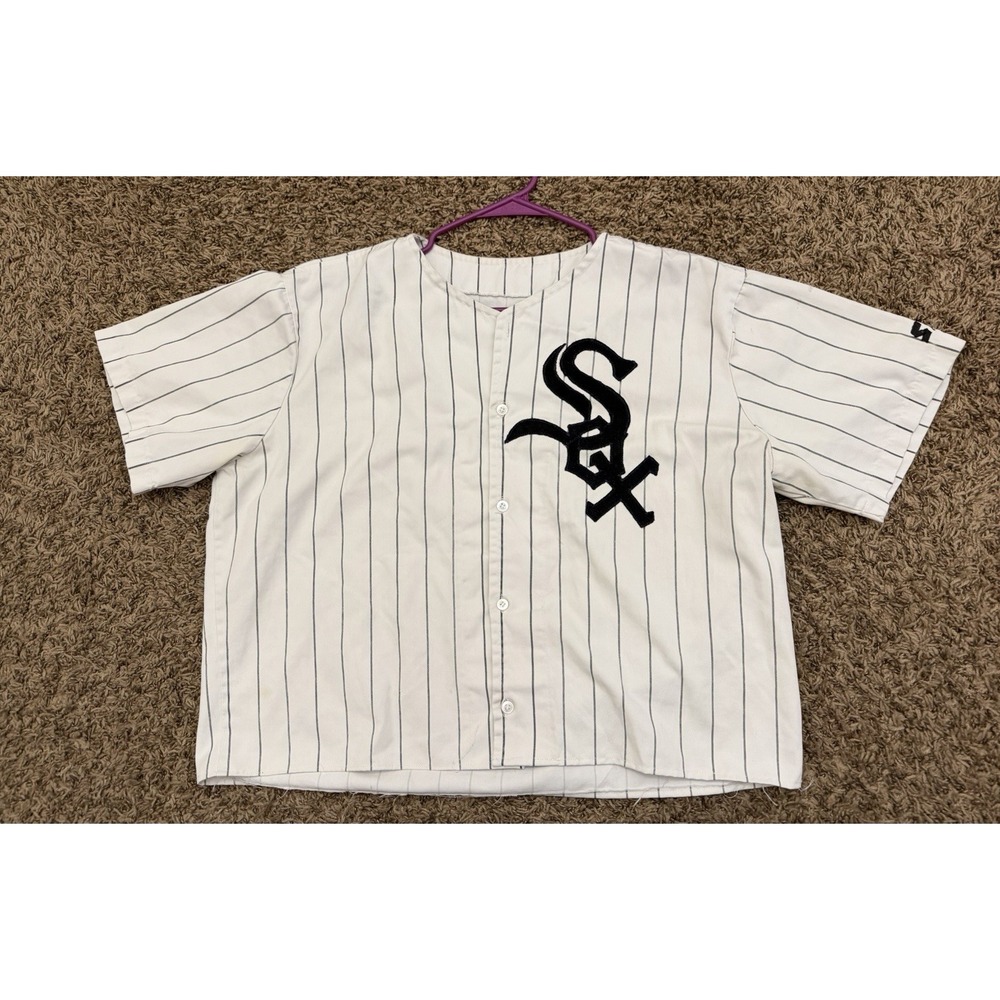 Vintage Starter Chicago White Sox Baseball Jersey Pin Stripe Short Cut Size XL